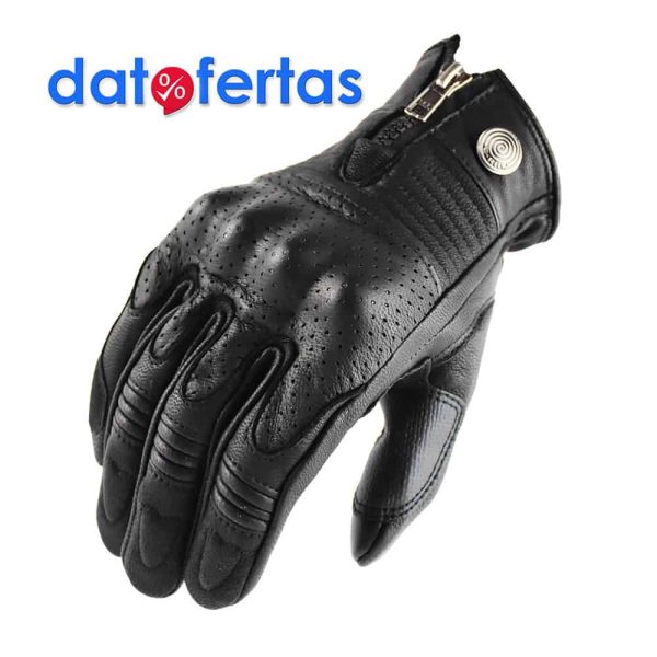 Guantes de Moto de Cuero Original, Color Negro, Corto, Retro, Imp. datofertas